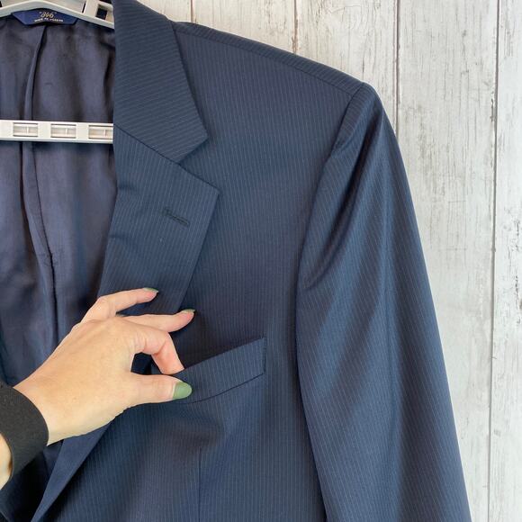 346 Brooks Brothers Blue Stretch Wool Two-Button Suit Jacket Blazer Size 45R - Picture 4 of 13